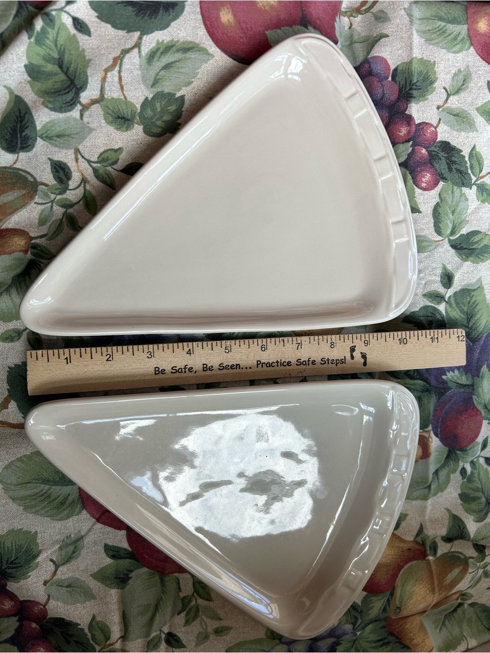 Longaberger Cream Triangular Stoneware Dishes - Set of 2